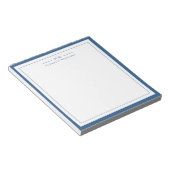 Klassiek Navy Blauwe Twee Rand Monogram Gelinieerd Notitieblok (Schuin)