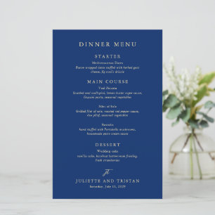 Klassiek Navy en Crème Elegant Trouwmenu
