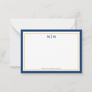 Klassiek Navy Goud Monogram Professioneel Persoonl Notitiekaartje