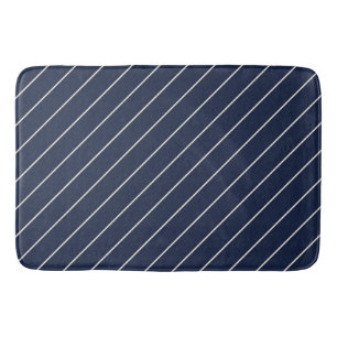 Klassiek Navyblauw Slank Ivoor Pinstroken Badmat