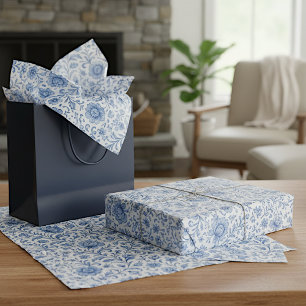 Klassiek Nederlands Delfts Blauw Bloemmotief Patro Tissuepapier