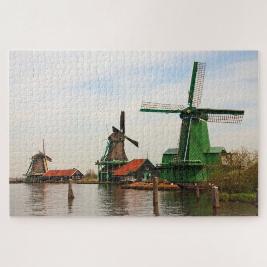 Klassiek Nederlands historisch windmolens Legpuzzel (Horizontaal)