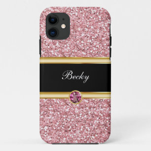 Klassiek nepsparel Glitter Monogram sieraden iPhone 11 Hoesje