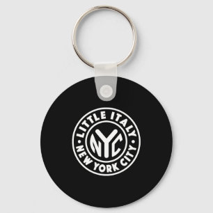 Klassiek New York City Circle Little Italy Wit Sleutelhanger