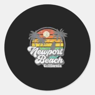 Klassiek Newport Beach California Ca Surfen Retro  Ronde Sticker
