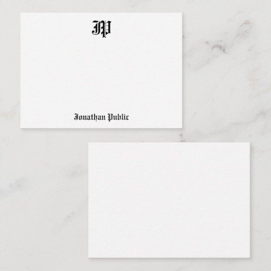 Klassiek nostalgisch oud Engels kalligrafie monogr Notitiekaartje (Voorkant / Achterkant)