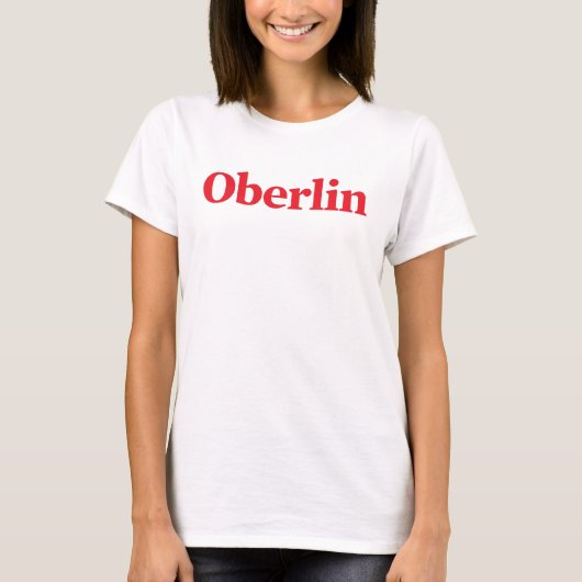 Klassiek Oberlin Dames T-shirt (wit) (Voorkant)