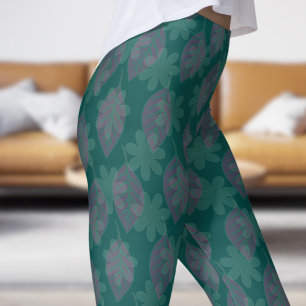 Klassiek Oerwoud Groen blad en bloemblaadje Leggings