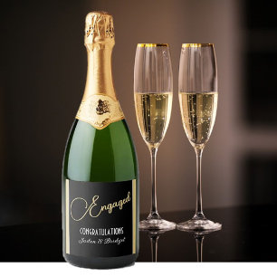 Klassiek ontwerp Aangepaste verlovingsfeest Sparkling Wijnetiket