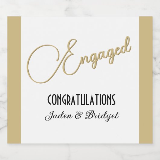 Klassiek ontwerp Custom verlovingsfeest Sparkling Wijnetiket (Enkel label)