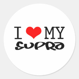 Klassiek ontwerp "I Love My Supra" Ronde Sticker