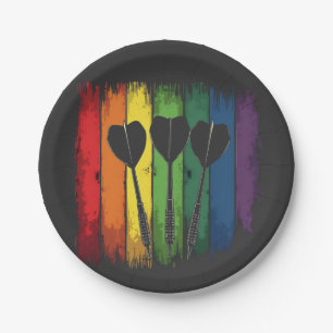 Klassiek ontwerp van dart met LGBTQ kleuren Papieren Bordje