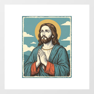 Klassiek ontwerp van een overhemd met biddende ver raamsticker