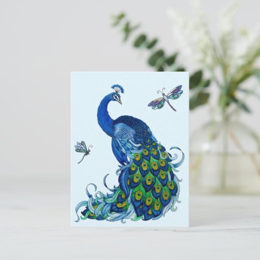 Klassiek ontwerp voor pacock en dragonfly briefkaart (Staand voorkant)
