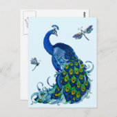 Klassiek ontwerp voor pacock en dragonfly briefkaart (Voorkant / Achterkant)