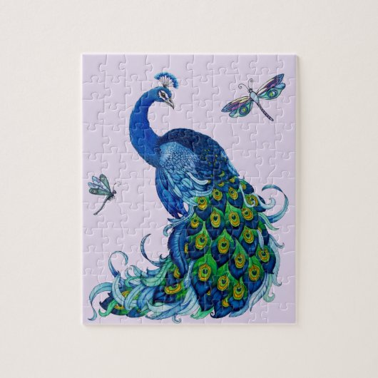 Klassiek ontwerp voor pacock en dragonfly legpuzzel (Verticaal)