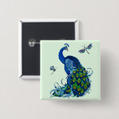 Klassiek ontwerp voor pacock en dragonfly vierkante button 5,1 cm (Voorkant /achterkant)
