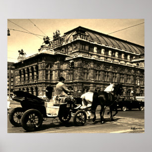 Klassiek Oostenrijk Wenen Fiaker Staatsoper opera Poster