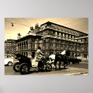 Klassiek Oostenrijk Wenen Fiaker Staatsoper opera Poster