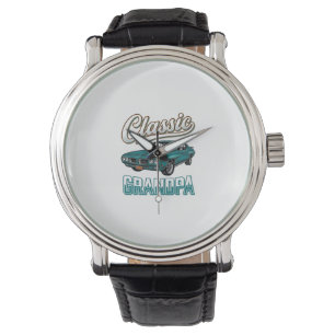 Klassiek Opa Vintage Auto T-Shirt Ontwerp_1 Horloge