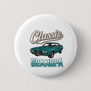 Klassiek Opa Vintage Auto T-Shirt Ontwerp_1 Ronde Button 5,7 Cm