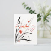 Klassiek-oraal chinese sumi-e inktbloemen schilder briefkaart (Staand voorkant)