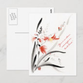 Klassiek-oraal chinese sumi-e inktbloemen schilder briefkaart (Voorkant / Achterkant)