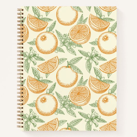 Klassiek Oranje fruitpatroon Notitieboek (Voorkant)