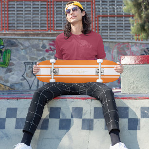 Klassiek Oranje wit racistisch Stripes Gold-monogr Skateboard