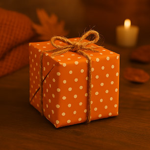 Klassiek Oranje & Witte Stip Naadloos Herfst Cadeaupapier