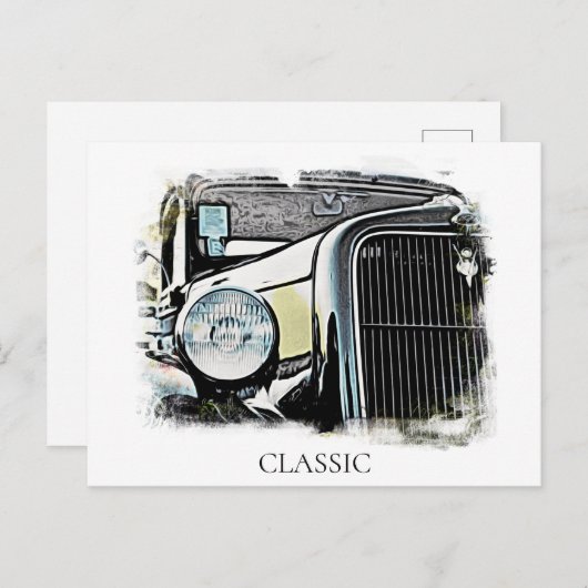 ** Klassiek oud Antiek autoschilderij Briefkaart (Voorkant / Achterkant)