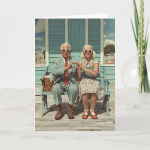 Klassiek Oud Stel Maakt Hartgebaar Kaart