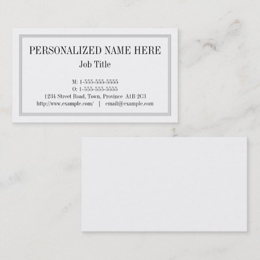 Klassiek, ouderwets Visitekaartje (Voorkant / Achterkant)