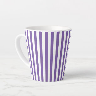Klassiek paars en wit verticaal gestreept latte mok