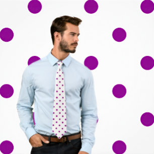 Klassiek Paarse Polka Dot Pattern op Wit Stropdas