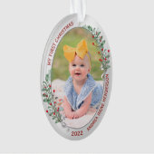 Klassiek pasgeboren eerste kerstPlant Silver Lijst Ornament (voorkant)