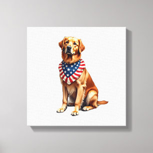 Klassiek patriottisch goud retriever vintage shirt canvas afdruk