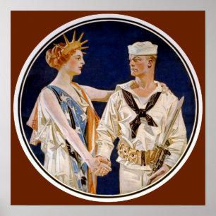 Klassiek patriottisme, Lady Liberty met zeeman van Poster