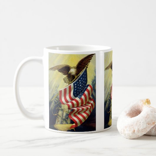Klassiek Patriottisme, Patriottische Adelaar Ameri Koffiemok (Met donut)