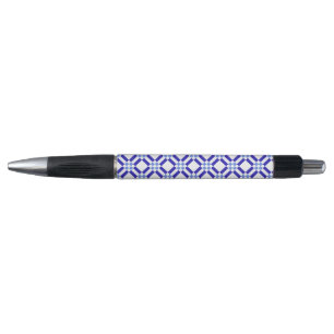Klassiek patroon blauw en wit vierkant pen