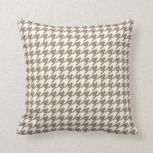 Klassiek Patroon Houndstooth in Tan en Room Kussen