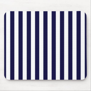 Klassiek patroon met navyblauwe en witte strepen muismat