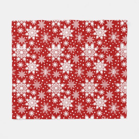 Klassiek patroon rood/wit Snowflake Fleece Deken (Voorkant (Horizontaal))