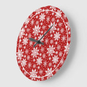 Klassiek patroon rood/wit Snowflake Grote Klok (Hoek)
