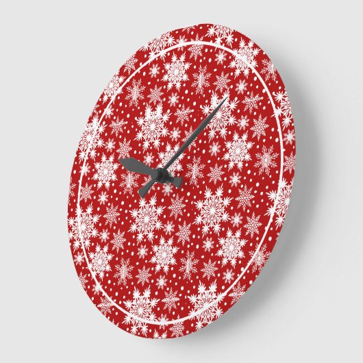 Klassiek patroon rood/wit Snowflake Grote Klok (Hoek)
