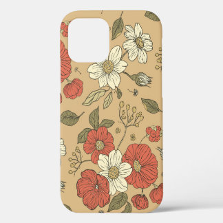 Klassiek patroon van klaprozen en madeliefjes in e iPhone 12 hoesje