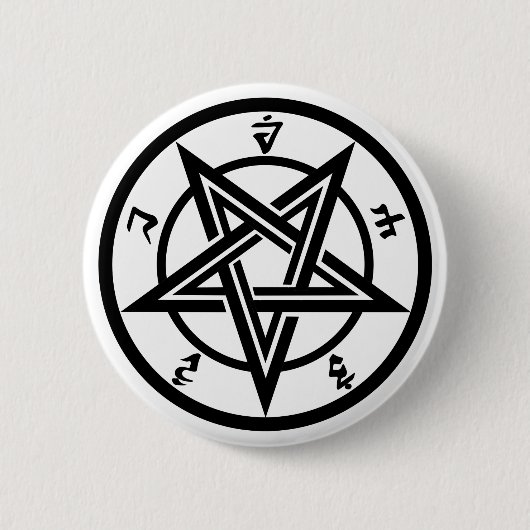 Klassiek pentagramsymbool ronde button 5,7 cm (Voorkant)