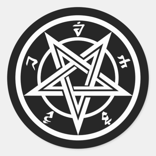 Klassiek pentagramsymbool ronde sticker (Voorkant)