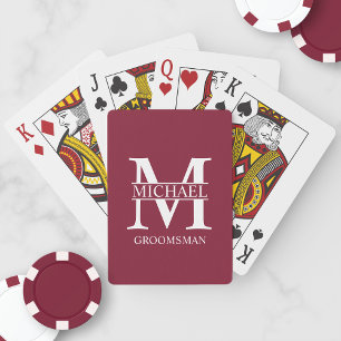 Klassiek Persoonlijk Bruidsjonker Monogram en Naam Pokerkaarten
