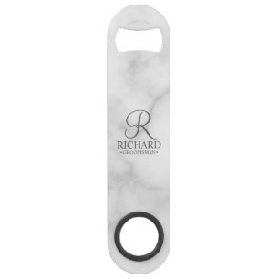Klassiek Persoonlijk Bruidsjonker Monogram en Naam Speed Flessenopener